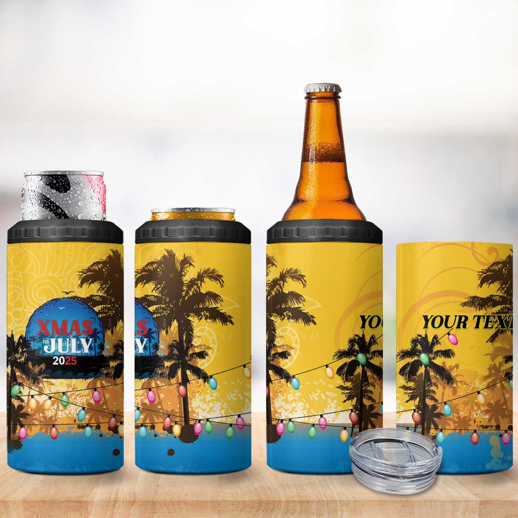 Personalized Xmas in July 2025 4 in 1 Can Cooler Tumbler Caribbean Summer Christmas - Wonder Print Shop