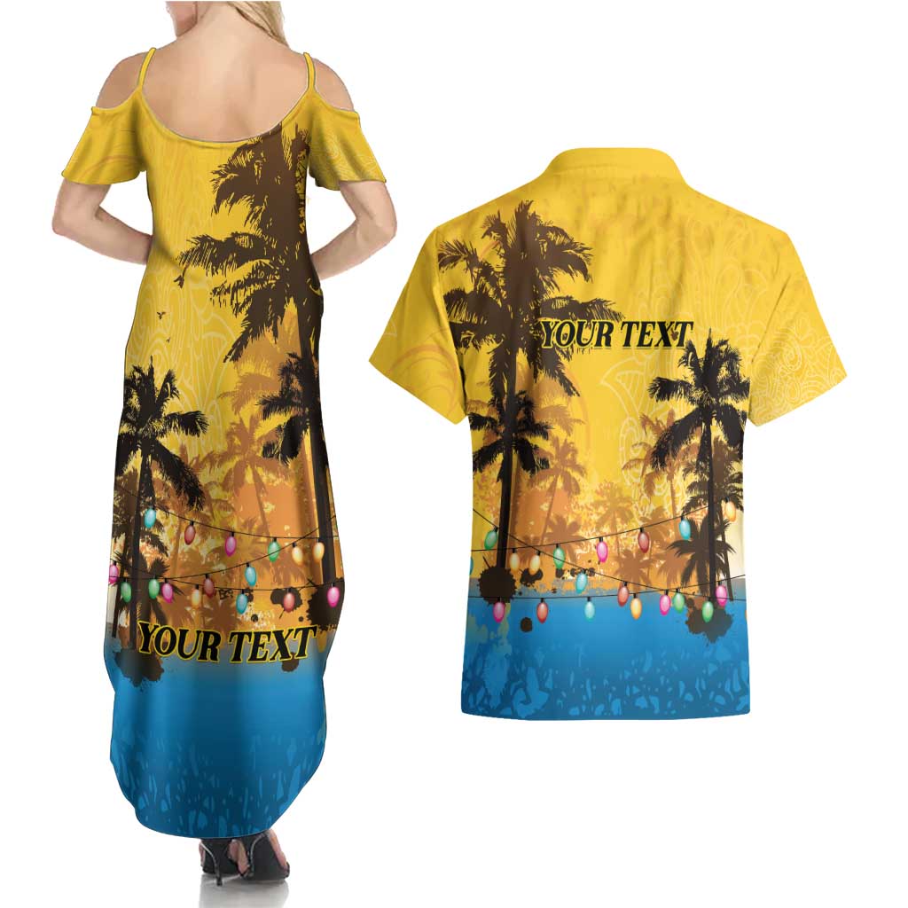 Personalized Xmas in July 2025 Couples Matching Summer Maxi Dress and Hawaiian Shirt Caribbean Summer Christmas - Wonder Print Shop