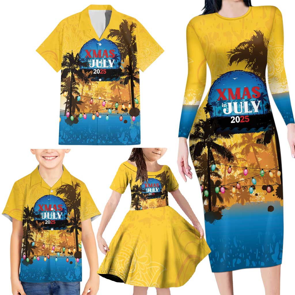 Personalized Xmas in July 2025 Family Matching Long Sleeve Bodycon Dress and Hawaiian Shirt Caribbean Summer Christmas - Wonder Print Shop