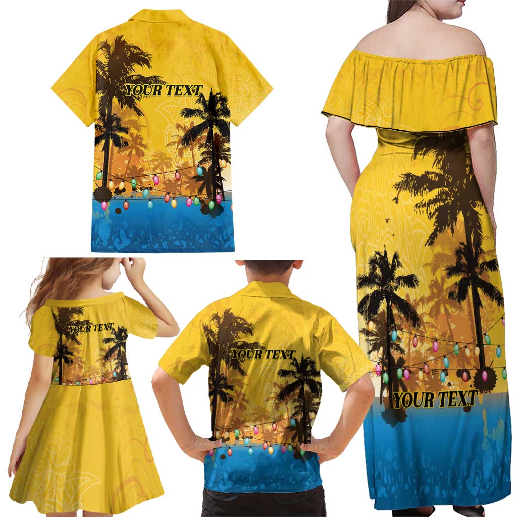 Personalized Xmas in July 2025 Family Matching Off Shoulder Maxi Dress and Hawaiian Shirt Caribbean Summer Christmas - Wonder Print Shop