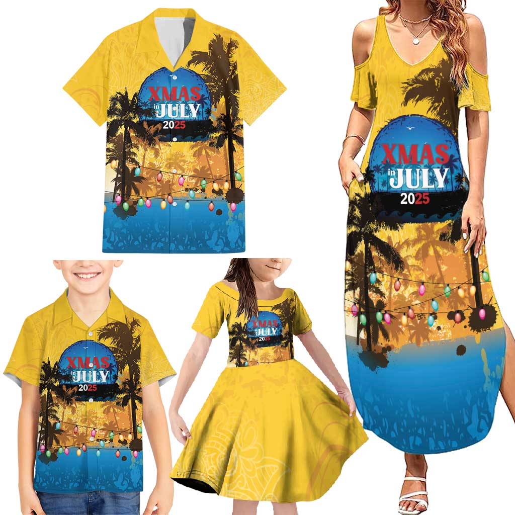 Personalized Xmas in July 2025 Family Matching Summer Maxi Dress and Hawaiian Shirt Caribbean Summer Christmas - Wonder Print Shop