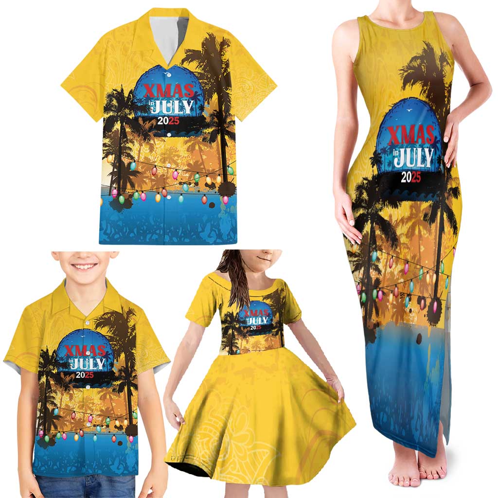 Personalized Xmas in July 2025 Family Matching Tank Maxi Dress and Hawaiian Shirt Caribbean Summer Christmas - Wonder Print Shop