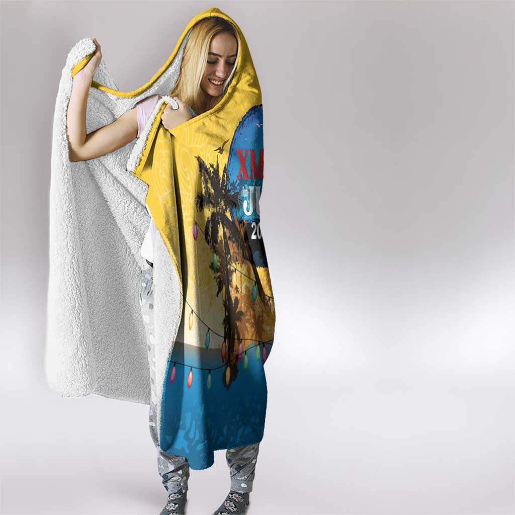 Xmas in July 2025 Hooded Blanket Caribbean Summer Christmas - Wonder Print Shop