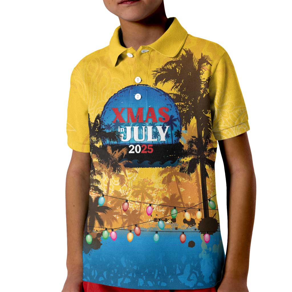 Personalized Xmas in July 2025 Kid Polo Shirt Caribbean Summer Christmas - Wonder Print Shop