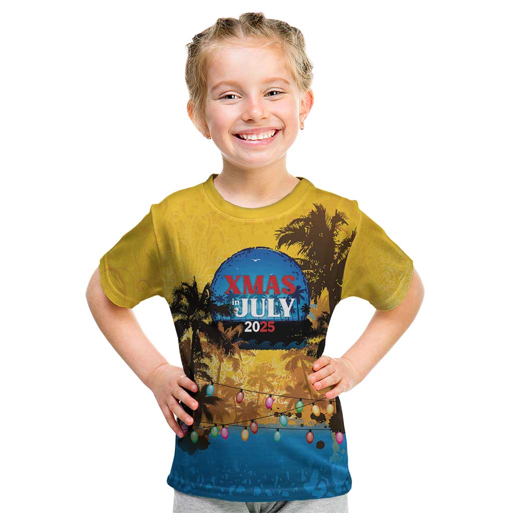 Personalized Xmas in July 2025 Kid T Shirt Caribbean Summer Christmas - Wonder Print Shop
