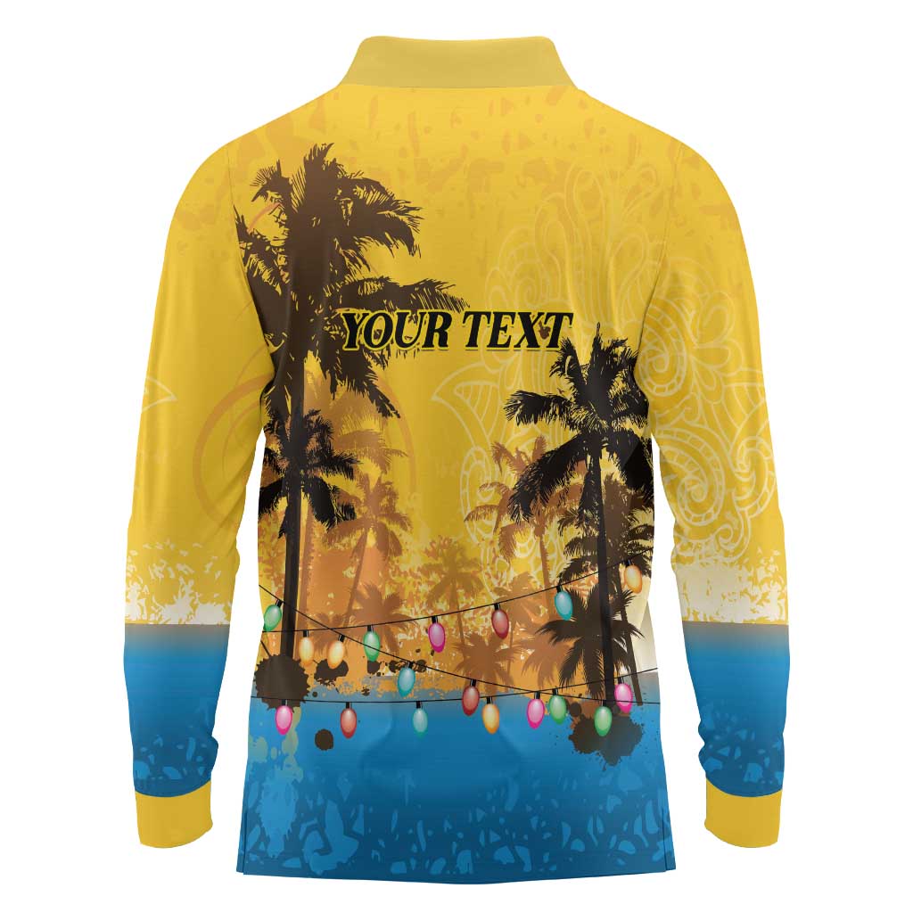 Personalized Xmas in July 2025 Long Sleeve Polo Shirt Caribbean Summer Christmas - Wonder Print Shop