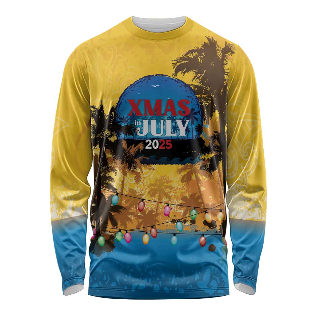 Personalized Xmas in July 2025 Long Sleeve Shirt Caribbean Summer Christmas - Wonder Print Shop