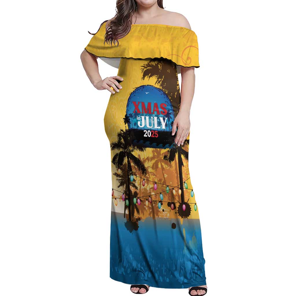 Personalized Xmas in July 2025 Off Shoulder Maxi Dress Caribbean Summer Christmas - Wonder Print Shop