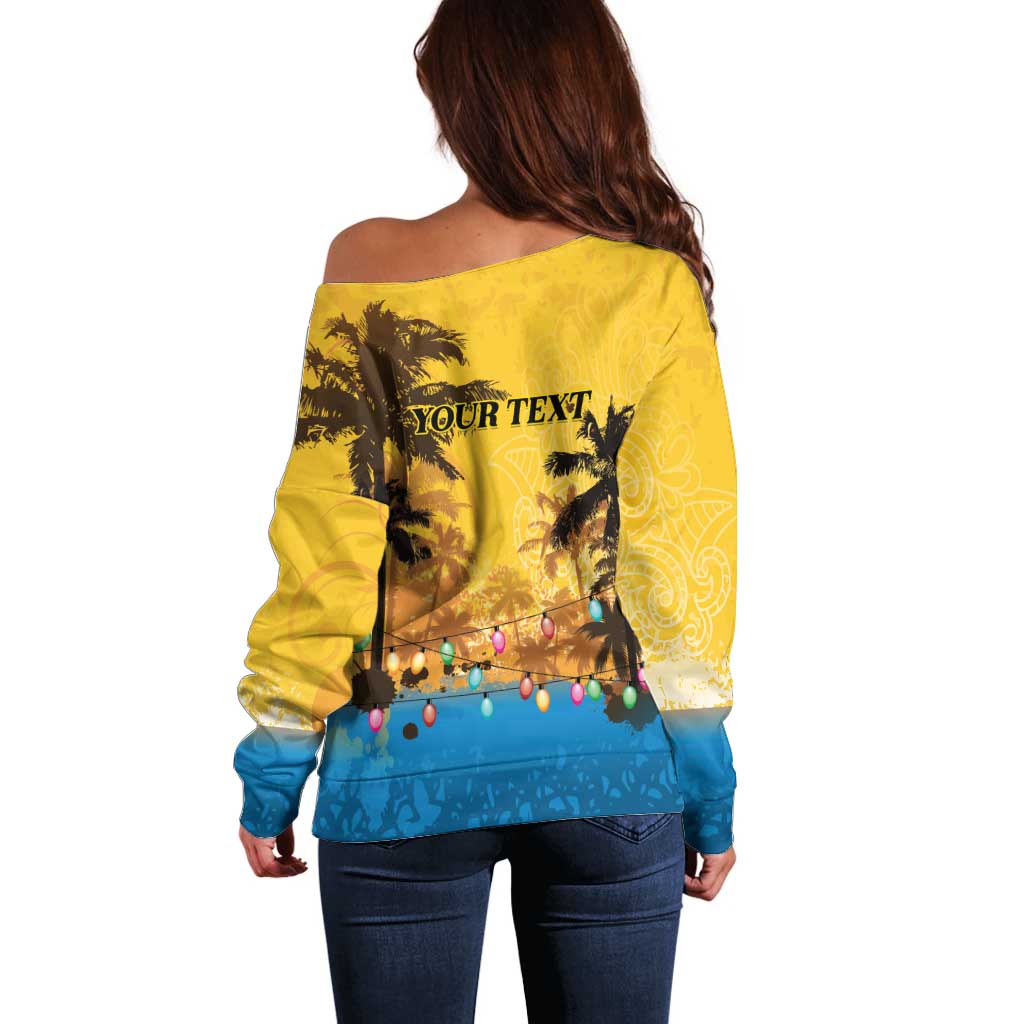 Personalized Xmas in July 2025 Off Shoulder Sweater Caribbean Summer Christmas - Wonder Print Shop