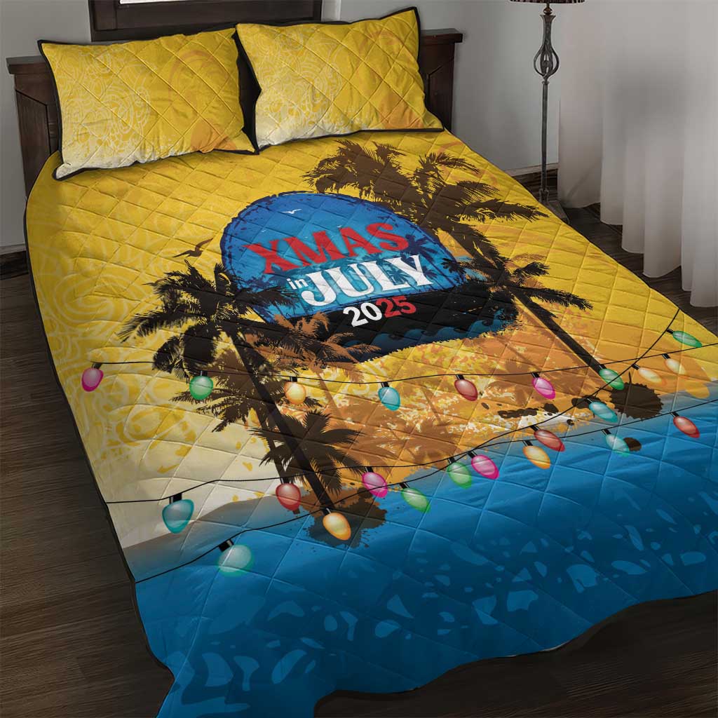 Xmas in July 2025 Quilt Bed Set Caribbean Summer Christmas - Wonder Print Shop