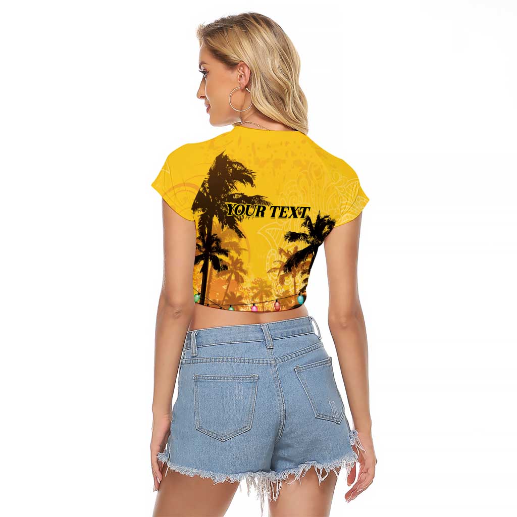 Personalized Xmas in July 2025 Raglan Cropped T Shirt Caribbean Summer Christmas - Wonder Print Shop