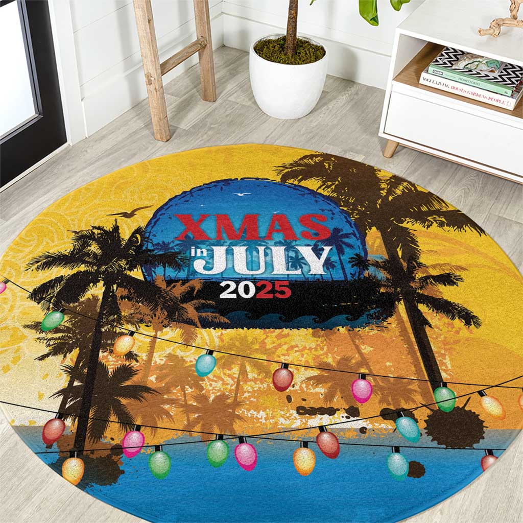 Xmas in July 2025 Round Carpet Caribbean Summer Christmas - Wonder Print Shop