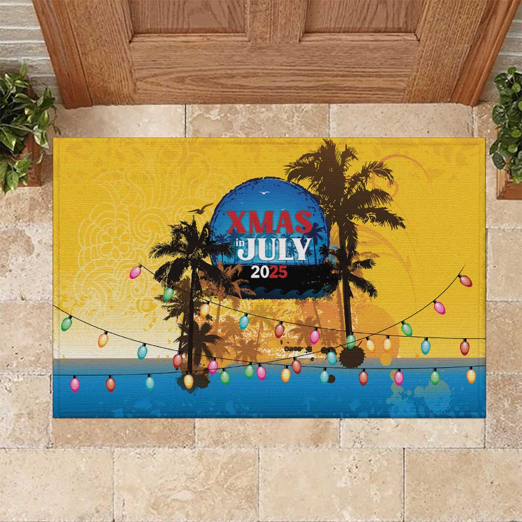 Xmas in July 2025 Rubber Doormat Caribbean Summer Christmas - Wonder Print Shop