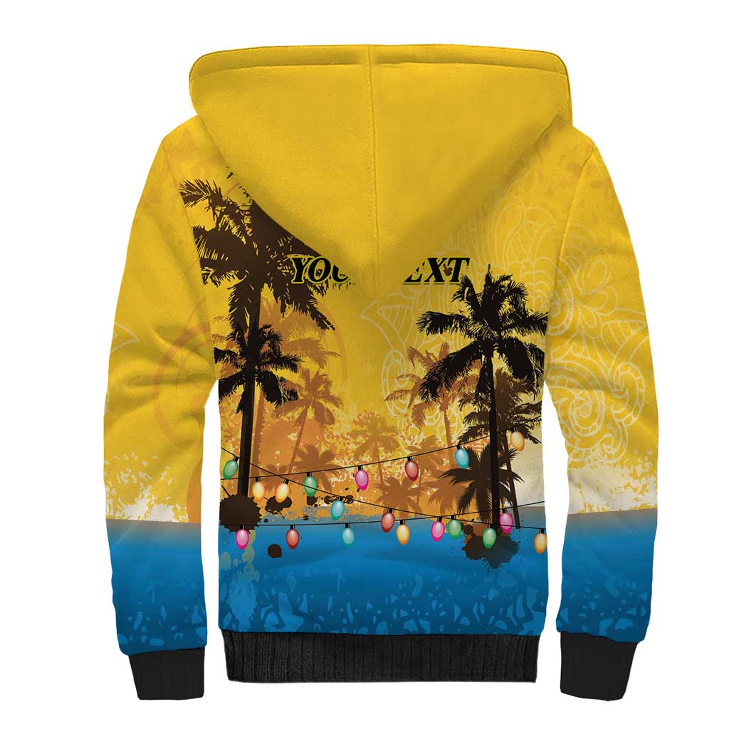Personalized Xmas in July 2025 Sherpa Hoodie Caribbean Summer Christmas - Wonder Print Shop