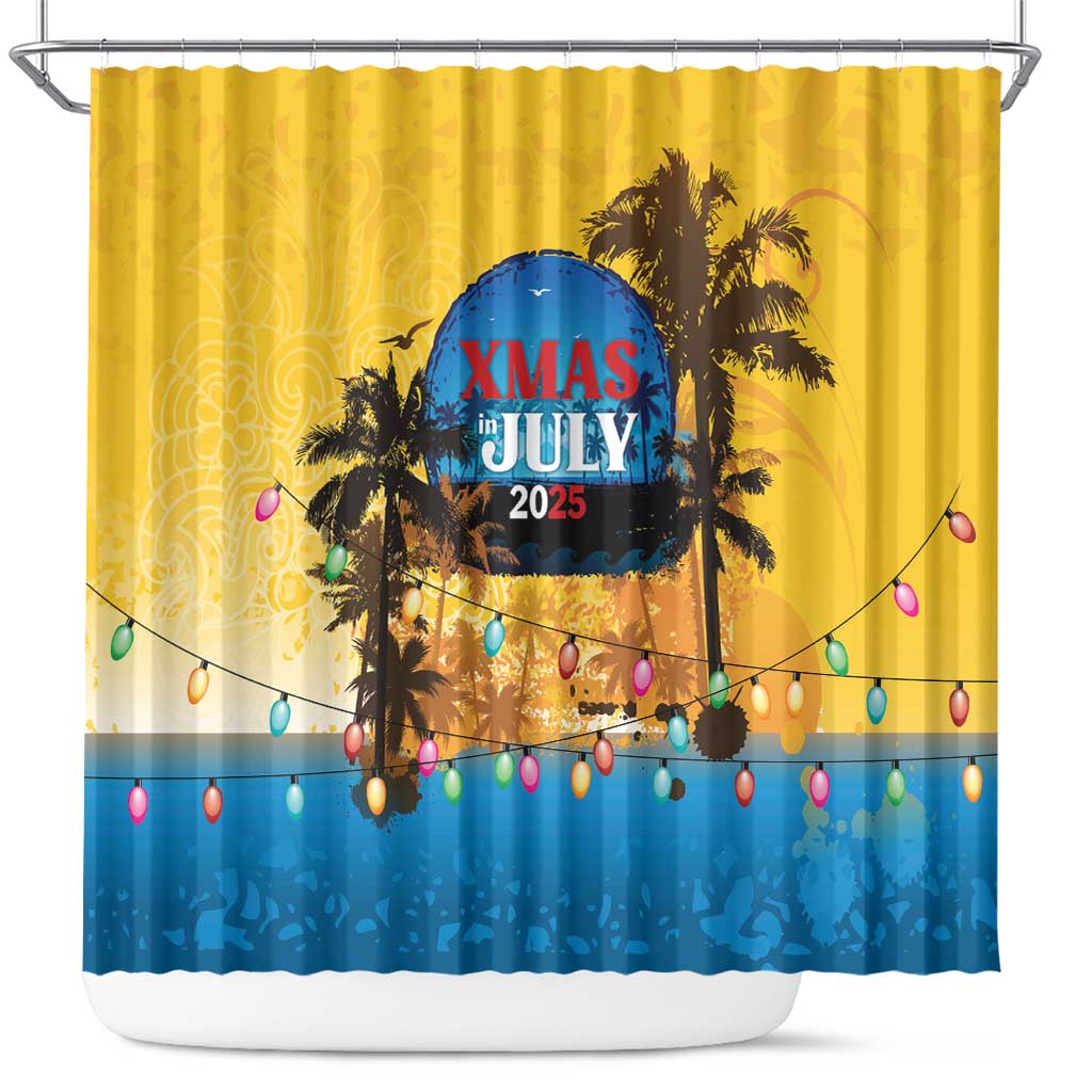 Xmas in July 2025 Shower Curtain Caribbean Summer Christmas - Wonder Print Shop