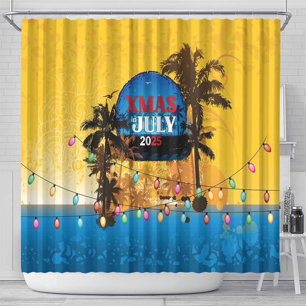 Xmas in July 2025 Shower Curtain Caribbean Summer Christmas - Wonder Print Shop