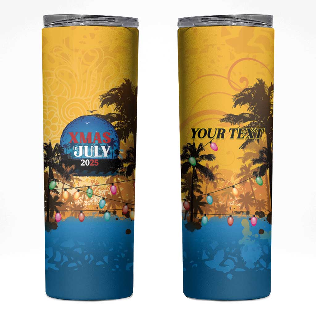 Personalized Xmas in July 2025 Skinny Tumbler Caribbean Summer Christmas - Wonder Print Shop