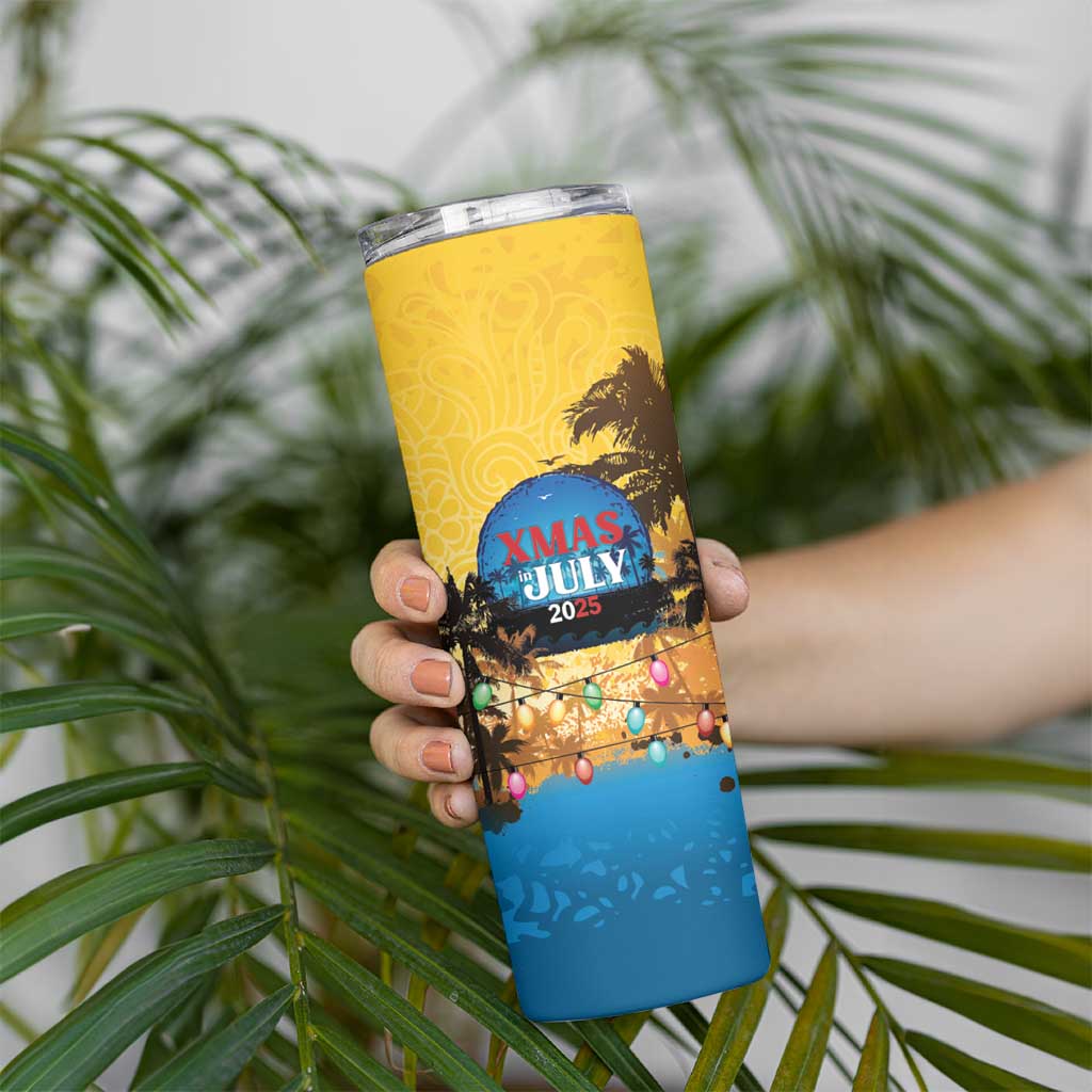 Personalized Xmas in July 2025 Skinny Tumbler Caribbean Summer Christmas - Wonder Print Shop