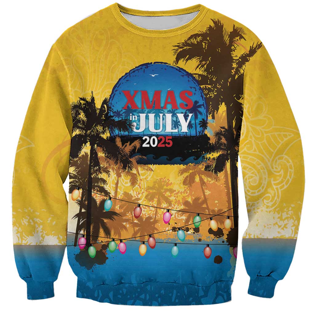 Personalized Xmas in July 2025 Sweatshirt Caribbean Summer Christmas - Wonder Print Shop