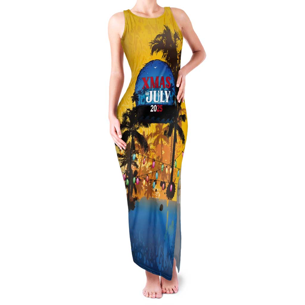 Personalized Xmas in July 2025 Tank Maxi Dress Caribbean Summer Christmas - Wonder Print Shop