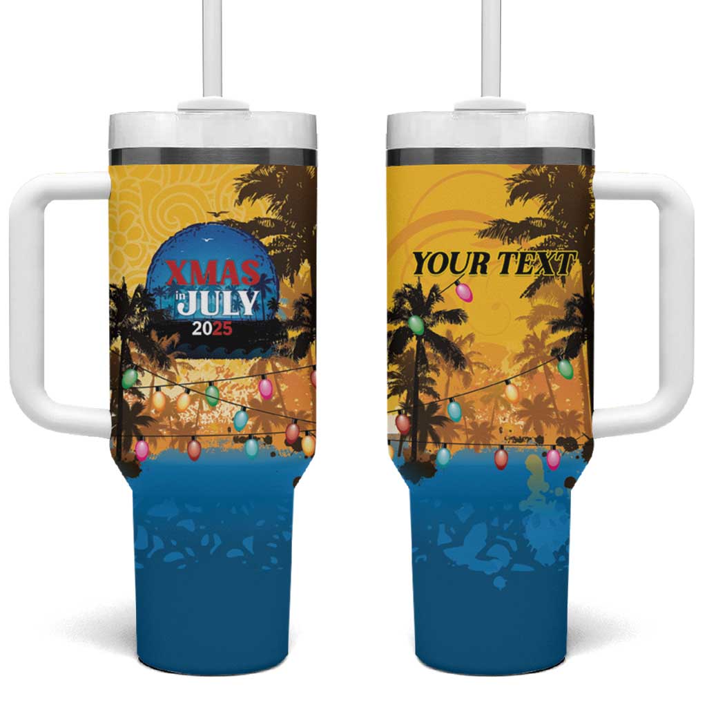Personalized Xmas in July 2025 Tumbler With Handle Caribbean Summer Christmas - Wonder Print Shop