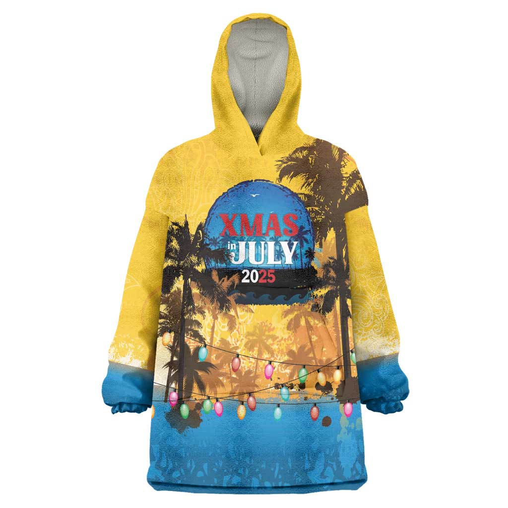 Personalized Xmas in July 2025 Wearable Blanket Hoodie Caribbean Summer Christmas - Wonder Print Shop