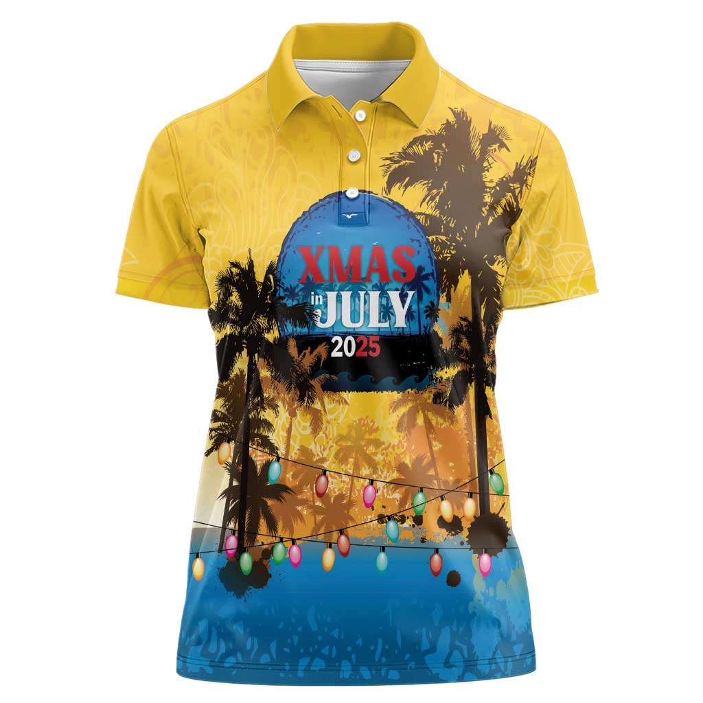 Personalized Xmas in July 2025 Women Polo Shirt Caribbean Summer Christmas - Wonder Print Shop