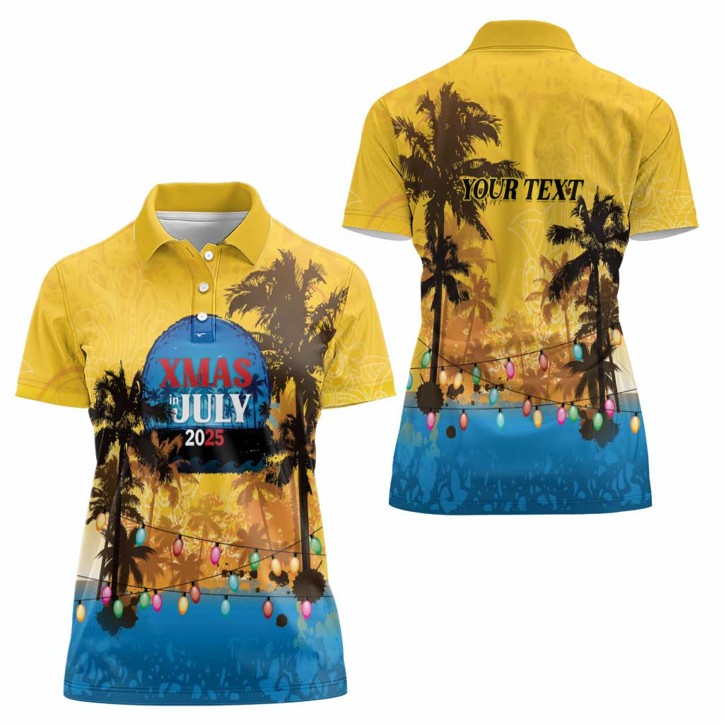 Personalized Xmas in July 2025 Women Polo Shirt Caribbean Summer Christmas - Wonder Print Shop