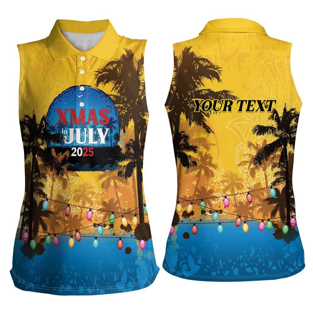 Personalized Xmas in July 2025 Women Sleeveless Polo Shirt Caribbean Summer Christmas - Wonder Print Shop