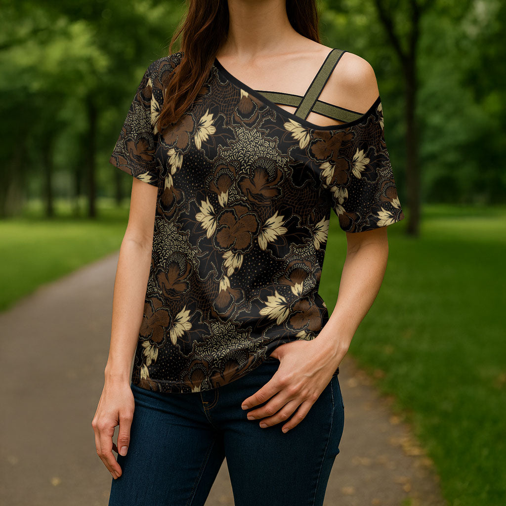 Javanese Batik Semen Cross Shoulder Shirt Indonesian Traditional Pattern
