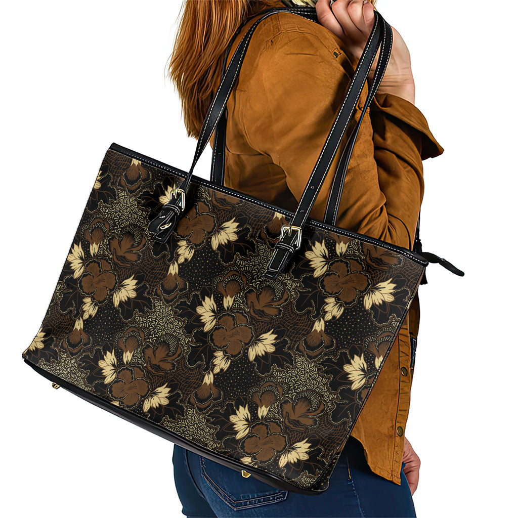 Javanese Batik Semen Leather Tote Bag Indonesian Traditional Pattern