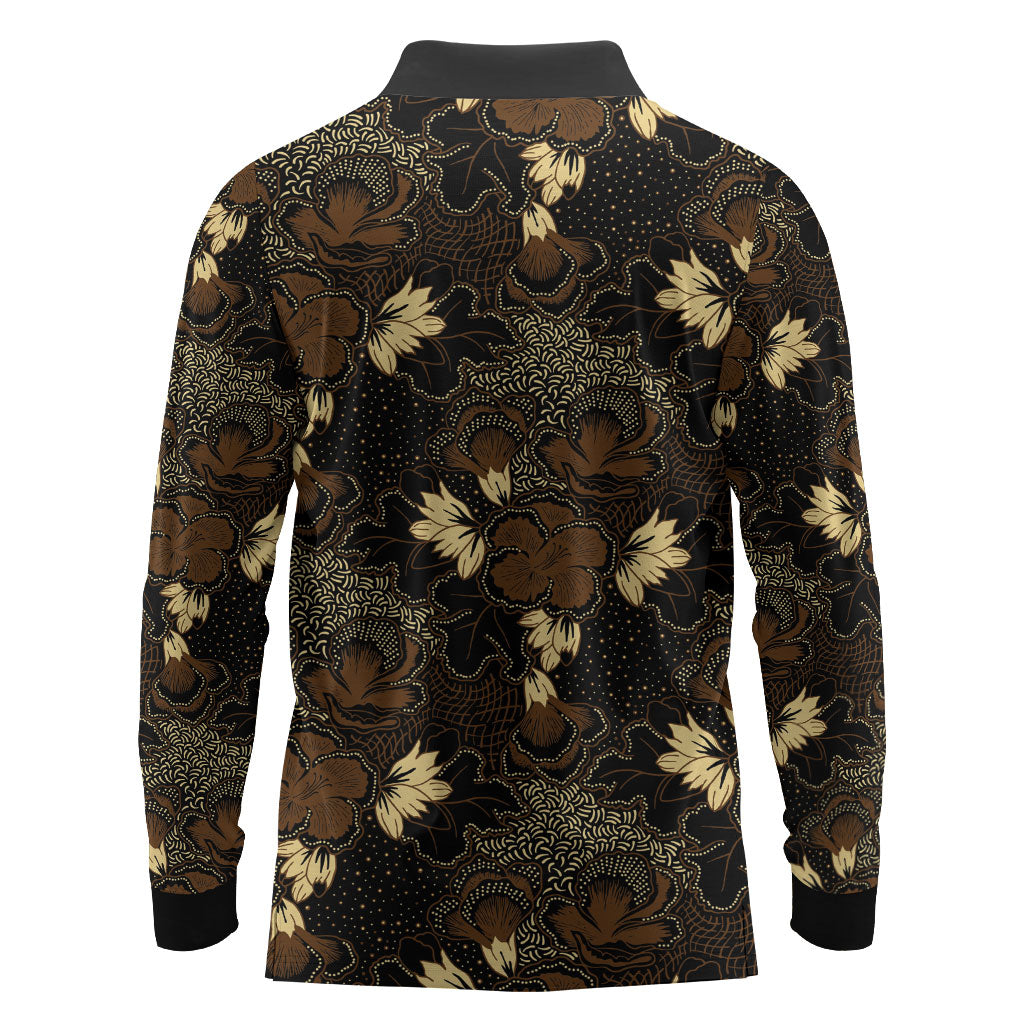 Javanese Batik Semen Long Sleeve Polo Shirt Indonesian Traditional Pattern