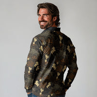 Javanese Batik Semen Long Sleeve Polo Shirt Indonesian Traditional Pattern
