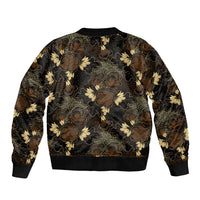 Javanese Batik Semen Sleeve Zip Bomber Jacket Indonesian Traditional Pattern