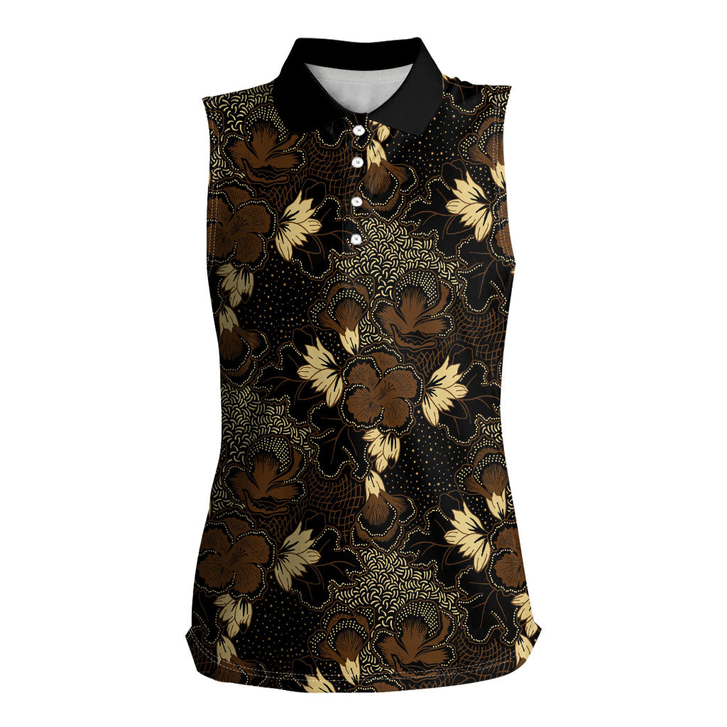 Javanese Batik Semen Women Sleeveless Polo Shirt Indonesian Traditional Pattern