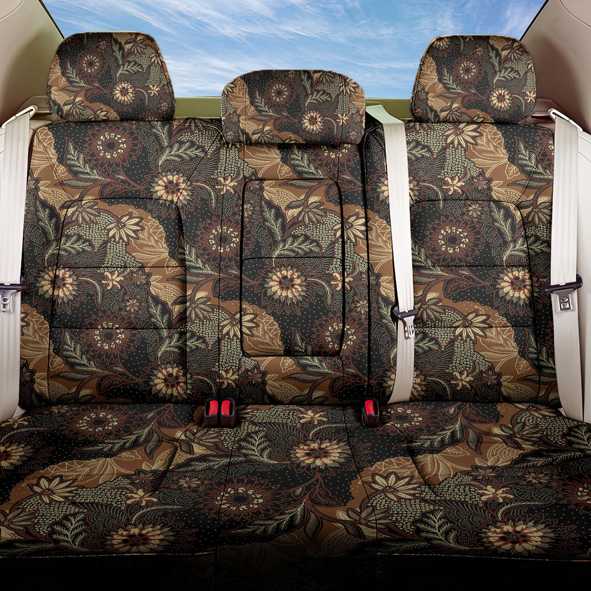 Batik Pedalaman Semen Lereng Style Back Car Seat Cover Indonesian Traditional Pattern