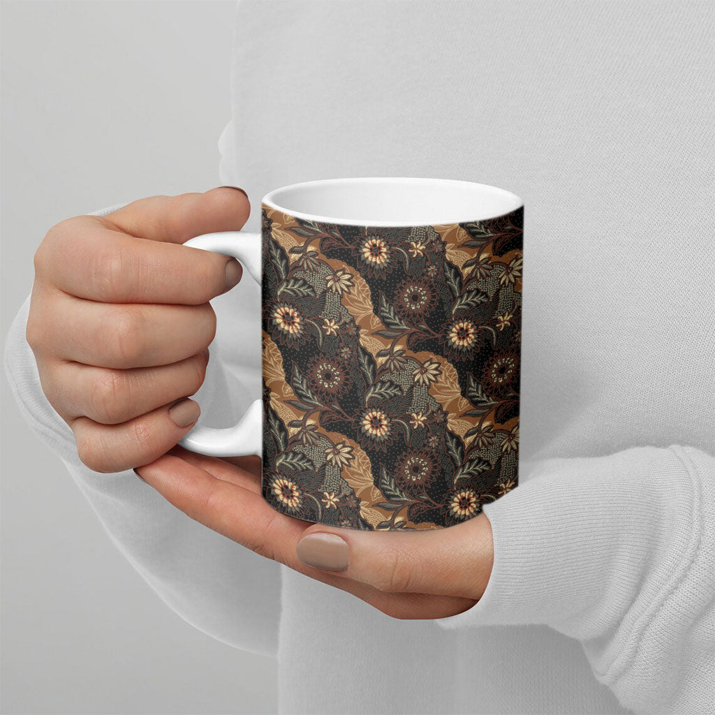Batik Pedalaman Semen Lereng Style Ceramic Mug Indonesian Traditional Pattern