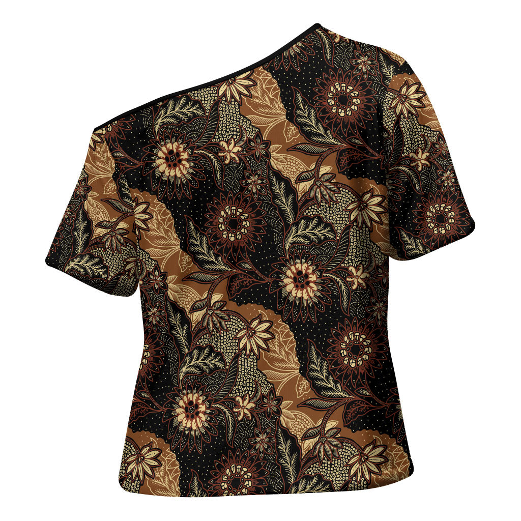 Batik Pedalaman Semen Lereng Style Cross Shoulder Shirt Indonesian Traditional Pattern