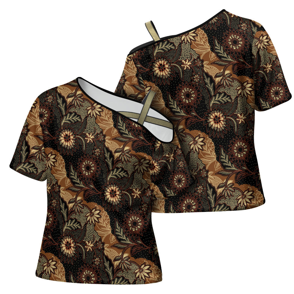 Batik Pedalaman Semen Lereng Style Cross Shoulder Shirt Indonesian Traditional Pattern