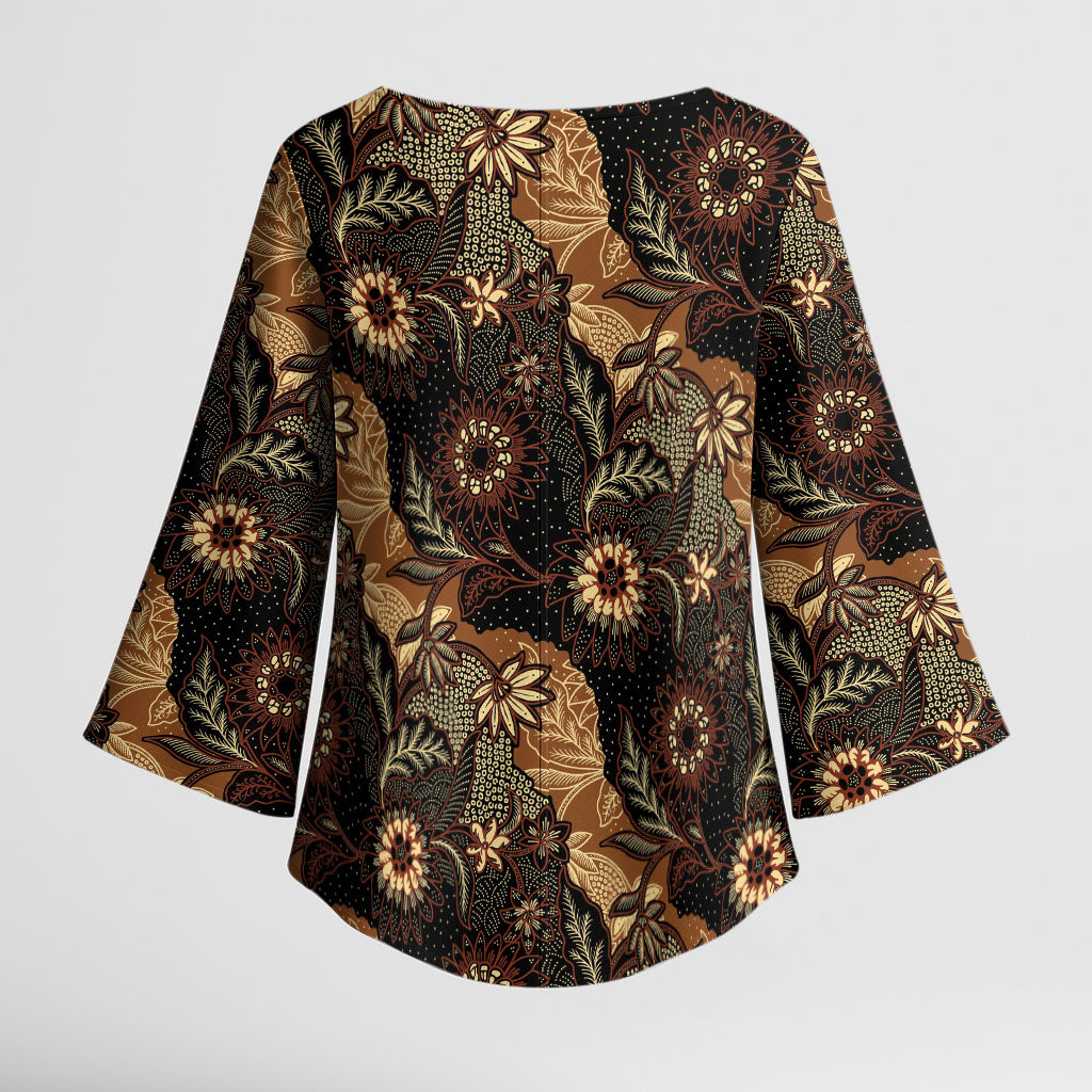 Batik Pedalaman Semen Lereng Style Kimono Sleeve Blouse Indonesian Traditional Pattern