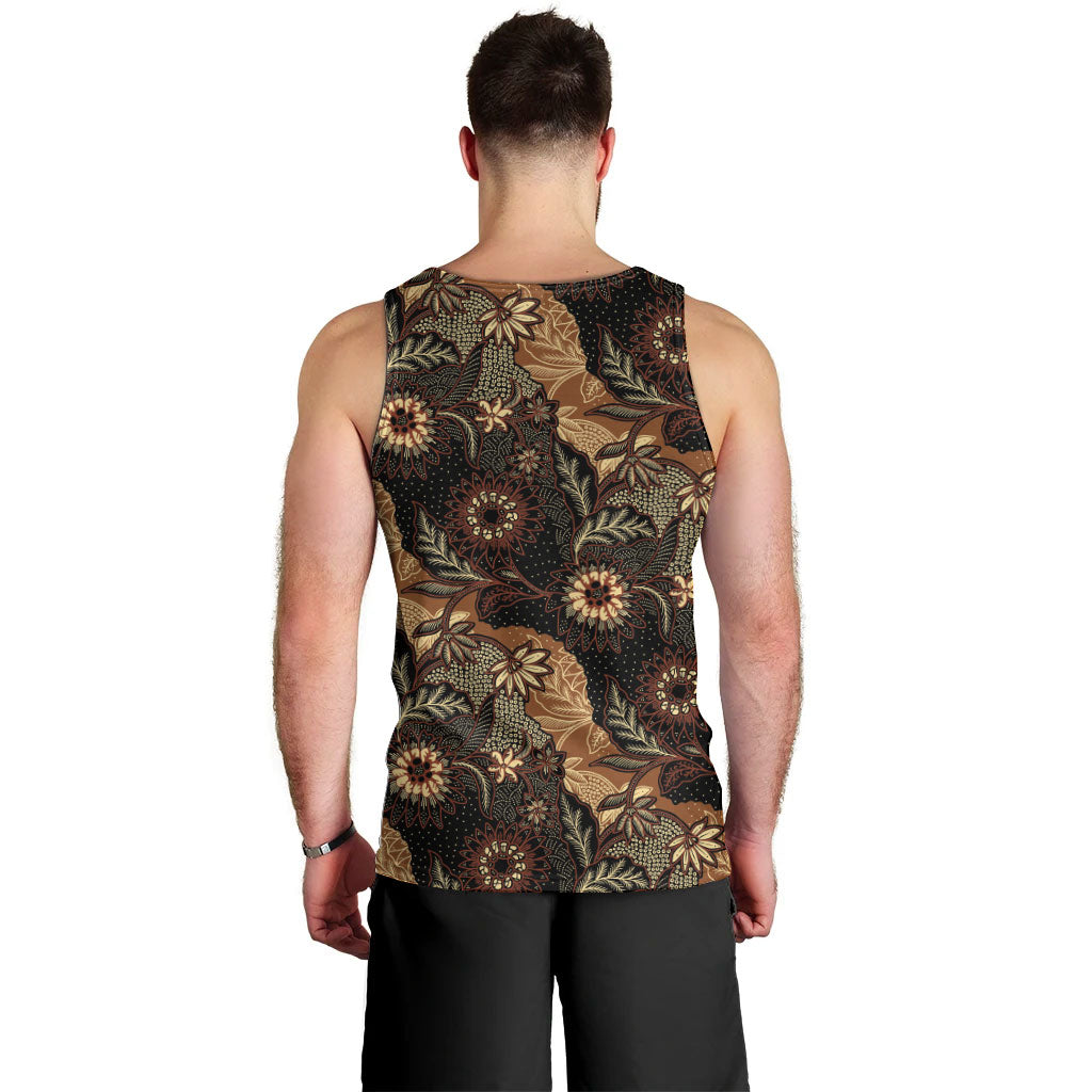 Batik Pedalaman Semen Lereng Style Men Tank Top Indonesian Traditional Pattern