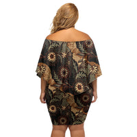 Batik Pedalaman Semen Lereng Style Off Shoulder Short Dress Indonesian Traditional Pattern