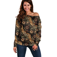 Batik Pedalaman Semen Lereng Style Off Shoulder Sweater Indonesian Traditional Pattern