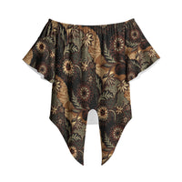 Batik Pedalaman Semen Lereng Style Off Shoulder Wrap Waist Top Indonesian Traditional Pattern