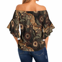 Batik Pedalaman Semen Lereng Style Off Shoulder Wrap Waist Top Indonesian Traditional Pattern