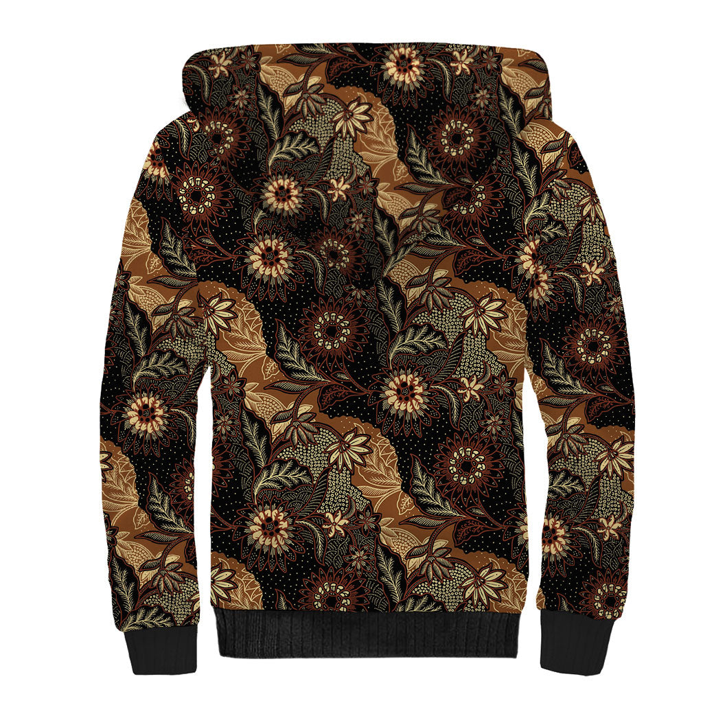 Batik Pedalaman Semen Lereng Style Sherpa Hoodie Indonesian Traditional Pattern