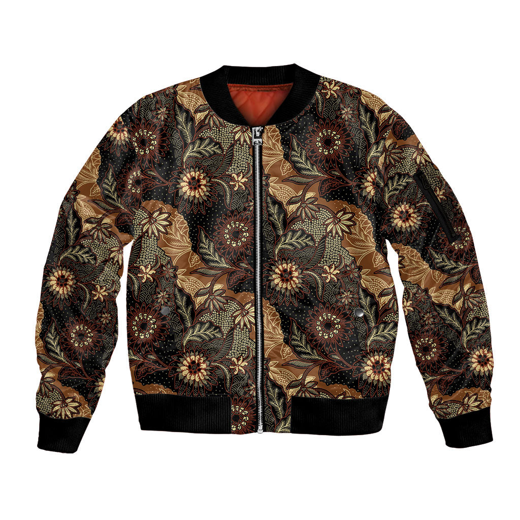 Batik Pedalaman Semen Lereng Style Sleeve Zip Bomber Jacket Indonesian Traditional Pattern