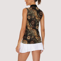 Batik Pedalaman Semen Lereng Style Women Sleeveless Polo Shirt Indonesian Traditional Pattern