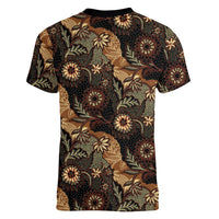 Batik Pedalaman Semen Lereng Style Women V-Neck T-Shirt Indonesian Traditional Pattern