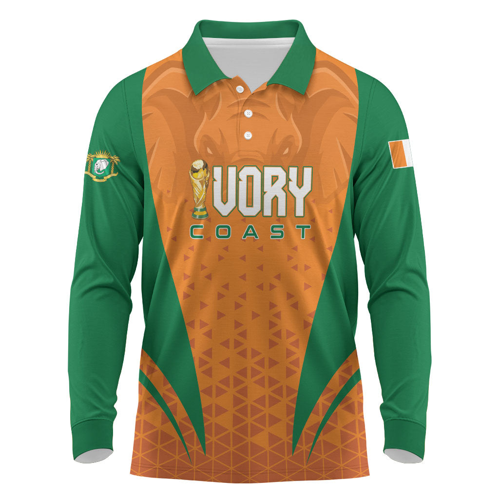 Custom Ivory Coast 2026 World Football Long Sleeve Polo Shirt Elephants Go Champions